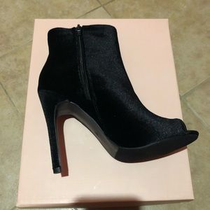 Size 7, Black Velvet booties. Never worn